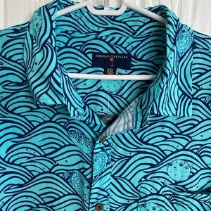 Margaritaville Aqua Wave Print Men's Shirt Size XXL lightweight